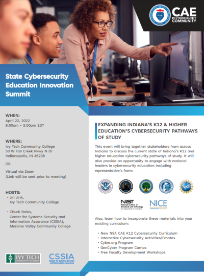 Indiana K12 Cybersecurity Innovation Summit Meeting Flyer