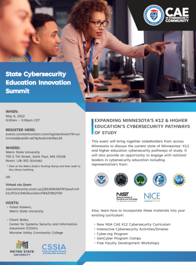 Minnesota K12 Cybersecurity Innovation Summit Meeting Flyer